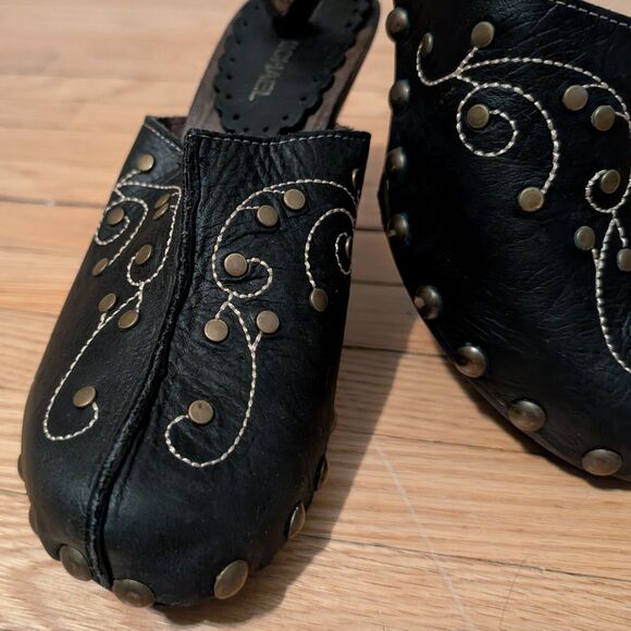 Vintage Y2K Eric Michael Clogs Leather Brown Studded Shoes 2000s Size 6 - Picture 7 of 10